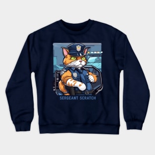 police cat sergeant scratch Crewneck Sweatshirt